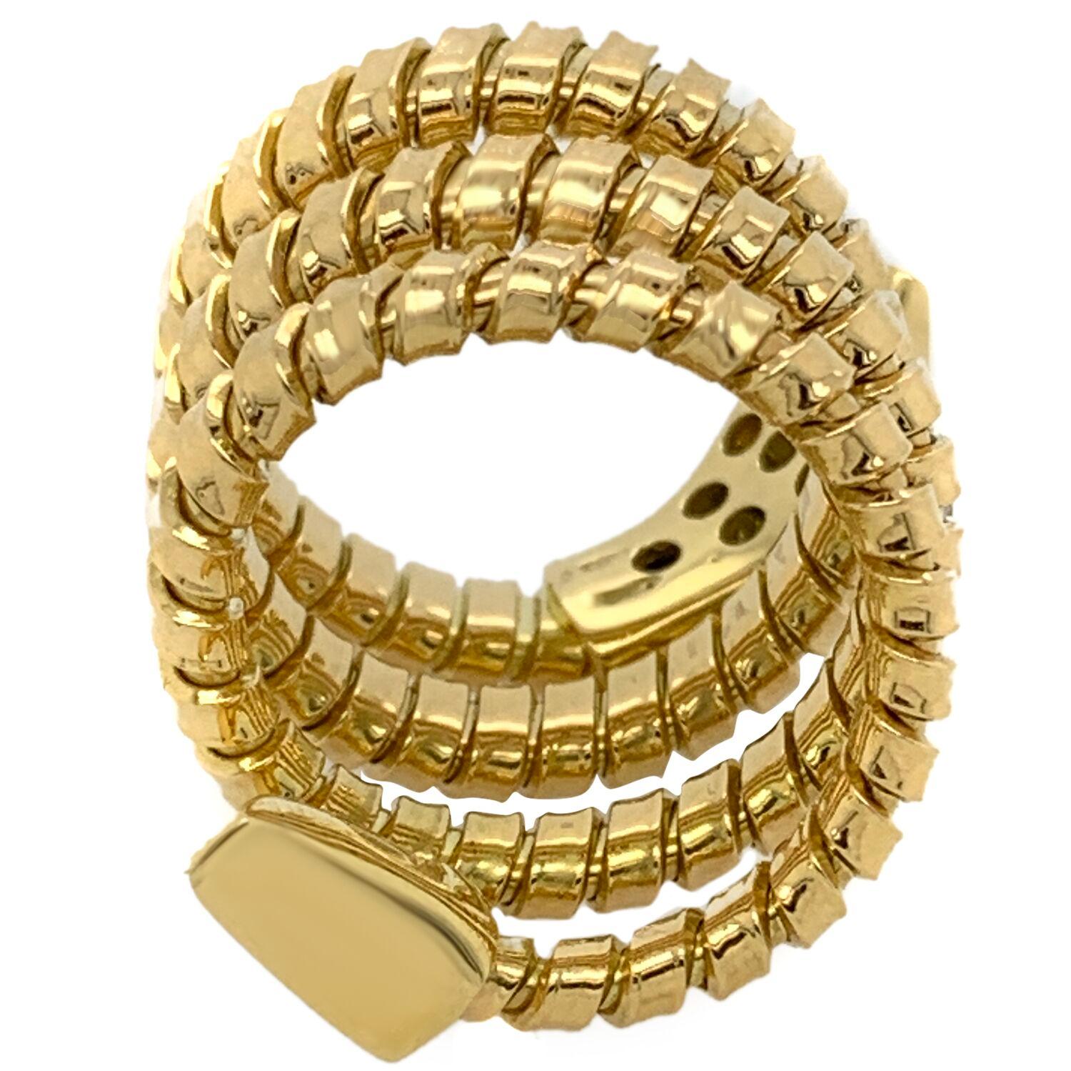 Women's or Men's 18 Karat Yellow Gold Italian Tubogas Style Ring For Sale