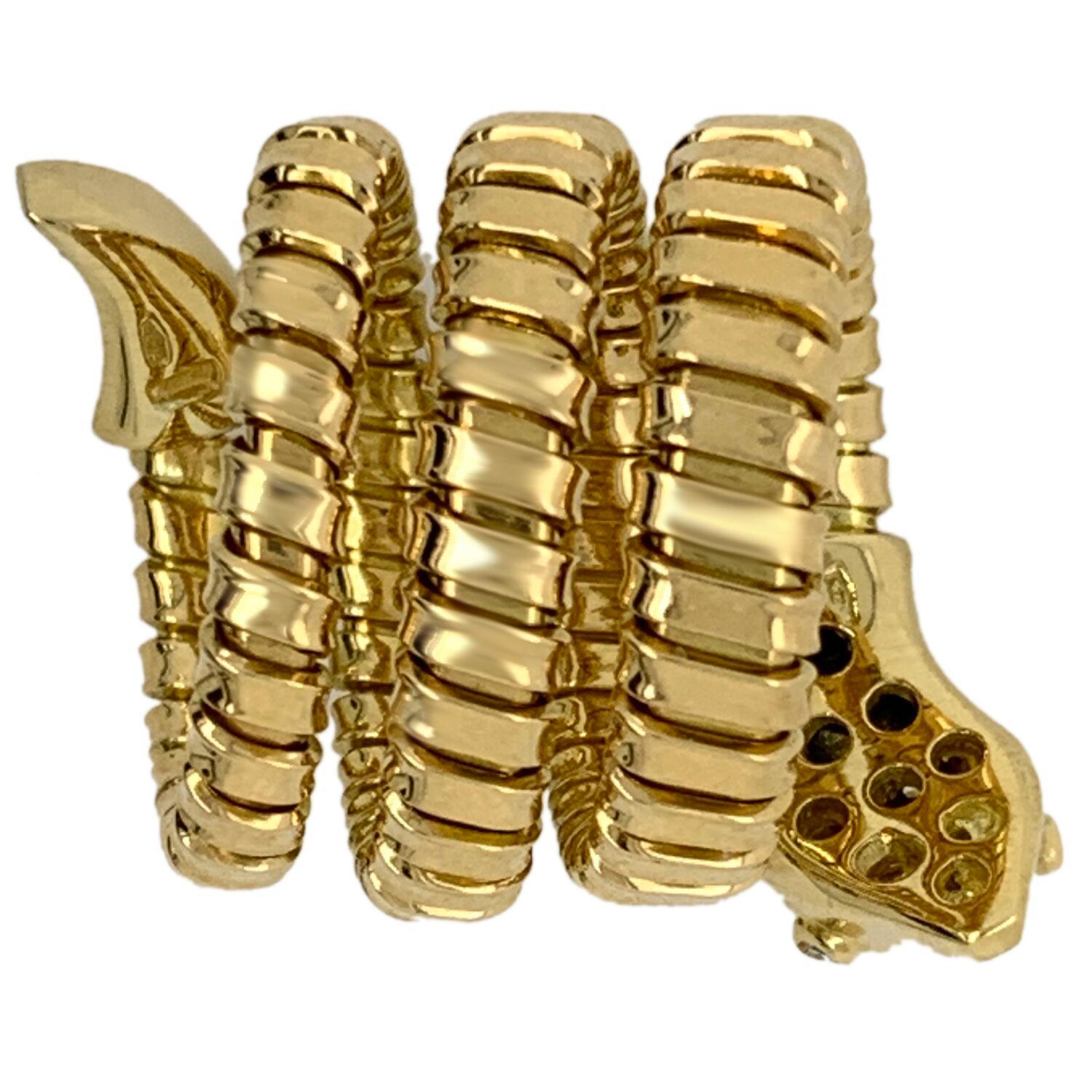18 Karat Yellow Gold Italian Tubogas Style Ring For Sale 1