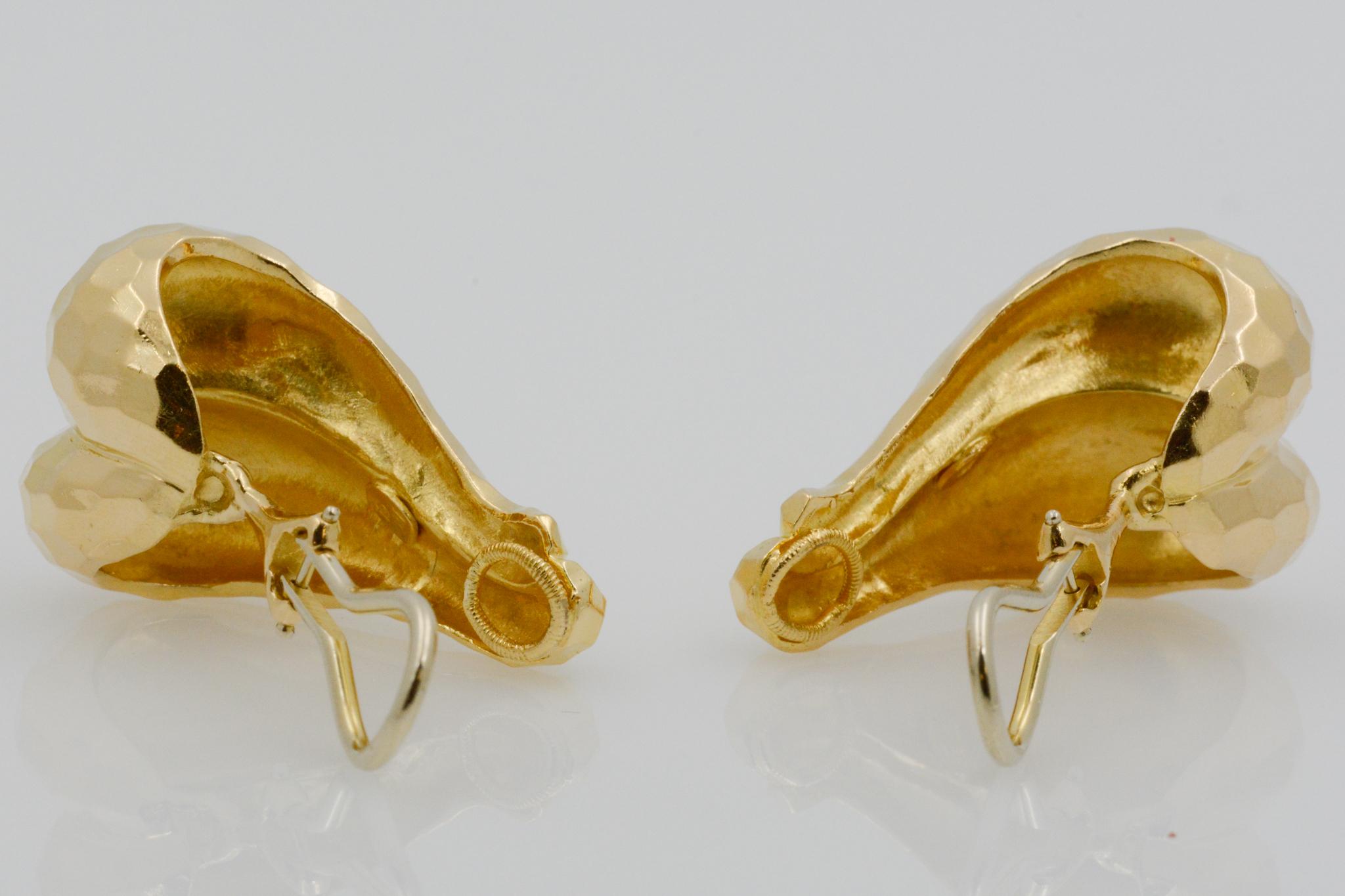 Modern 18 Karat Yellow Gold Tapered Half Hoop Earrings