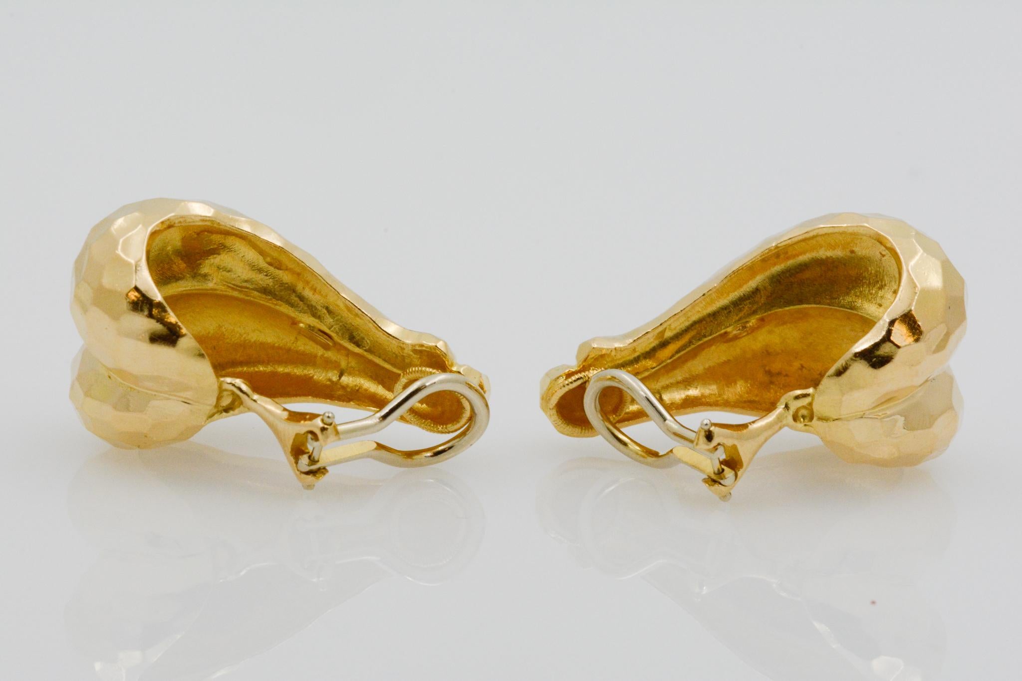 Women's 18 Karat Yellow Gold Tapered Half Hoop Earrings