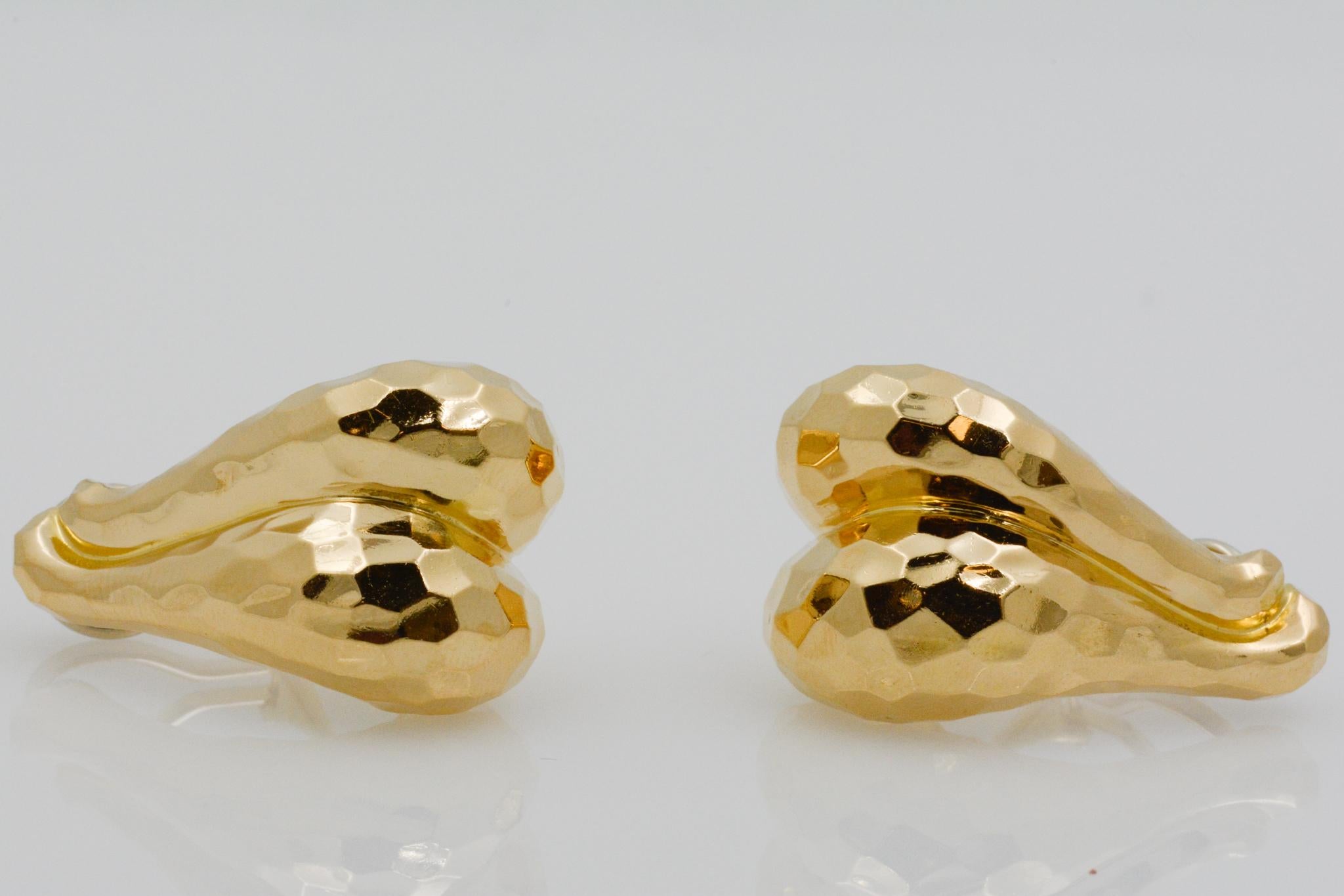 18 Karat Yellow Gold Tapered Half Hoop Earrings 3