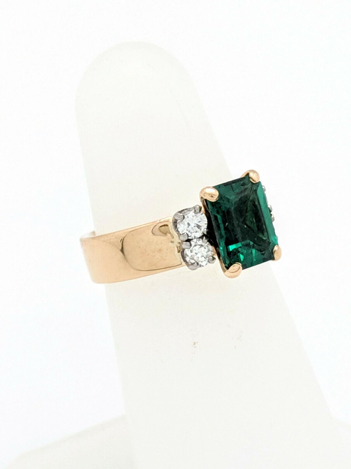 Women's 18 Karat Yellow Gold Jabel Chatham Emerald and Diamond Ring