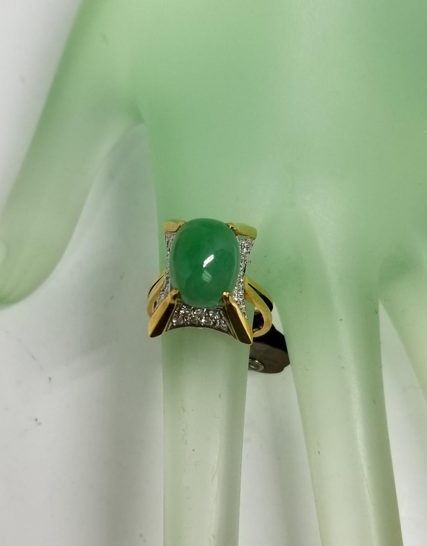 18k gold jade ring