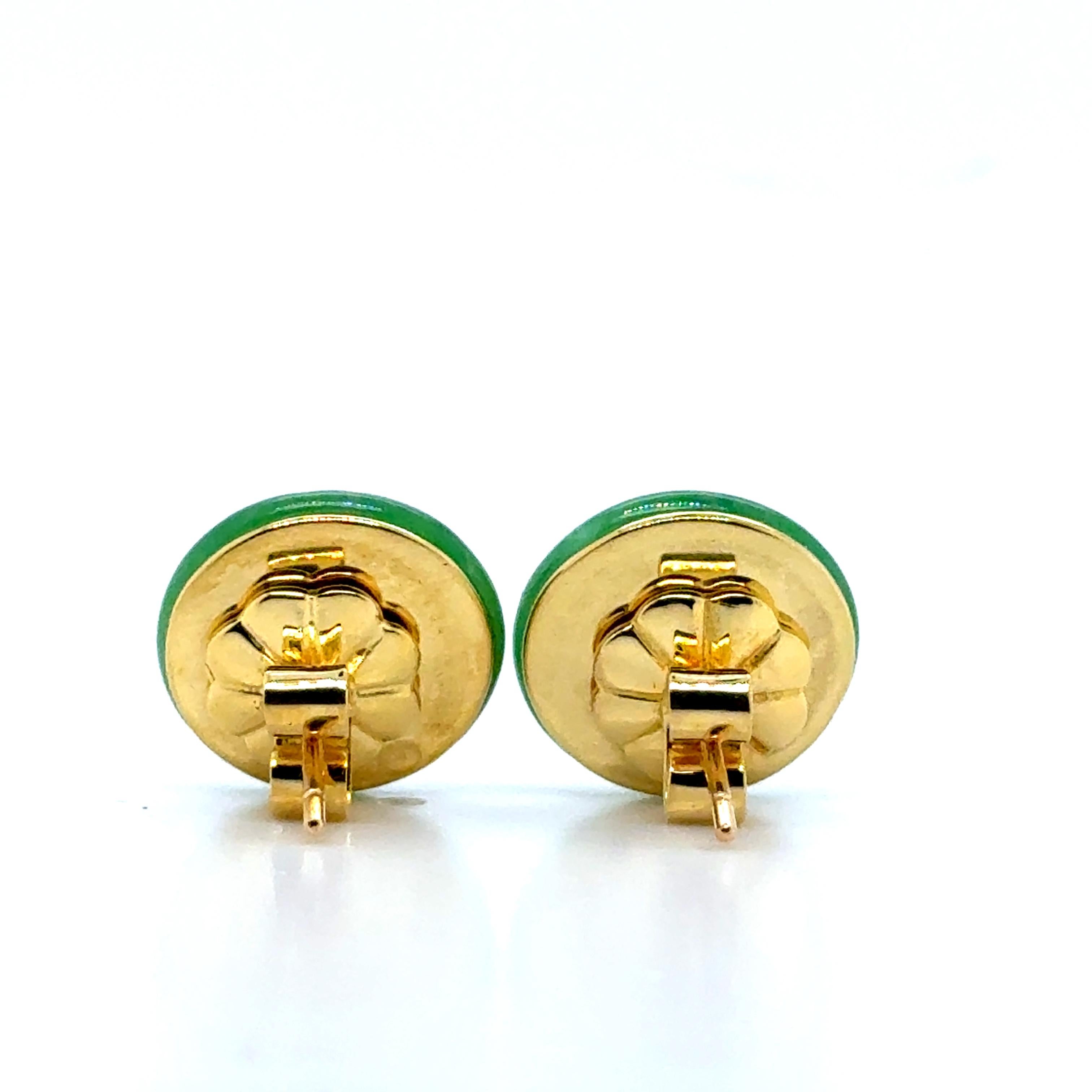 Boucles d'oreilles en or jaune 18k Jade et perles en vente 10