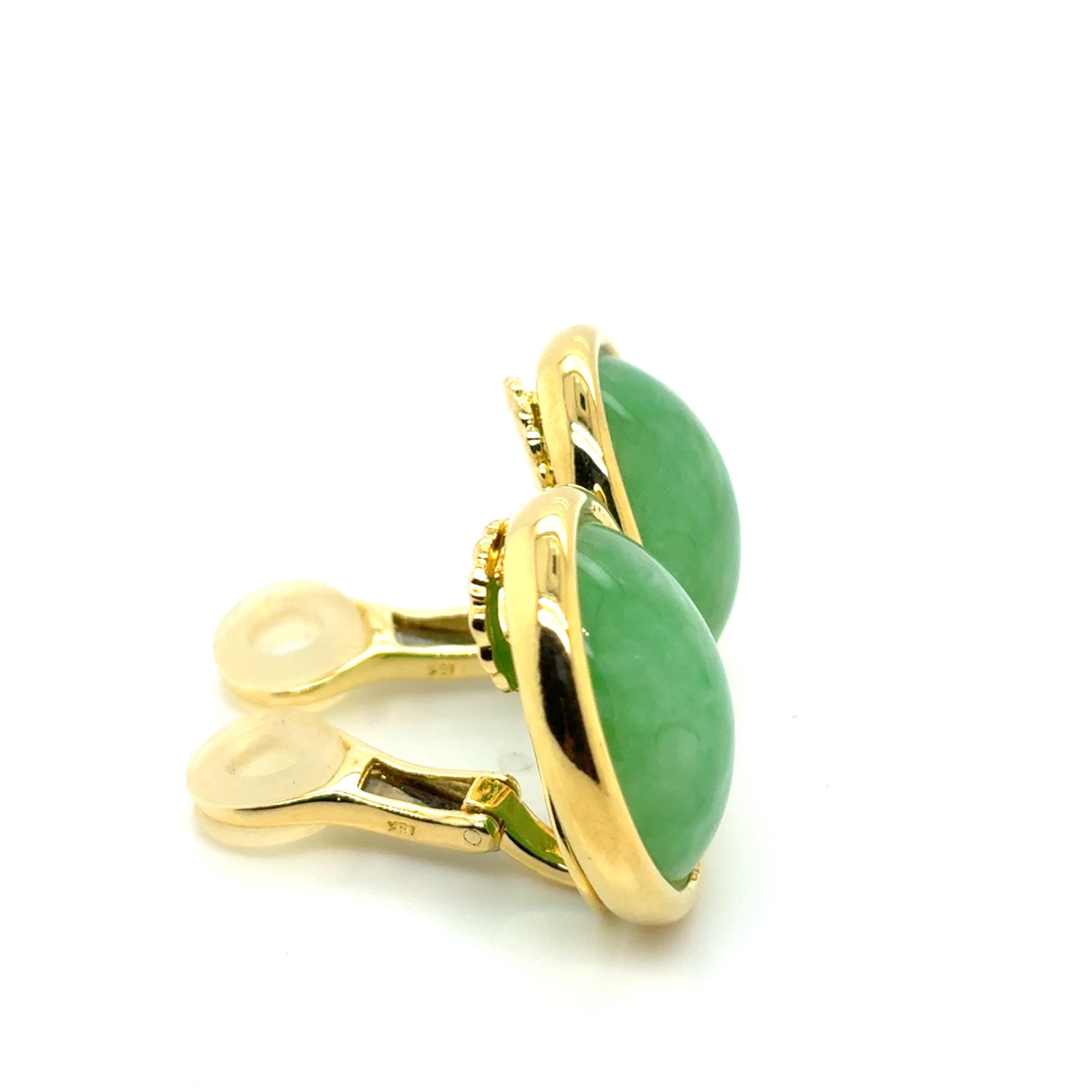 Orecchini di giada in oro giallo 18K in vendita 4