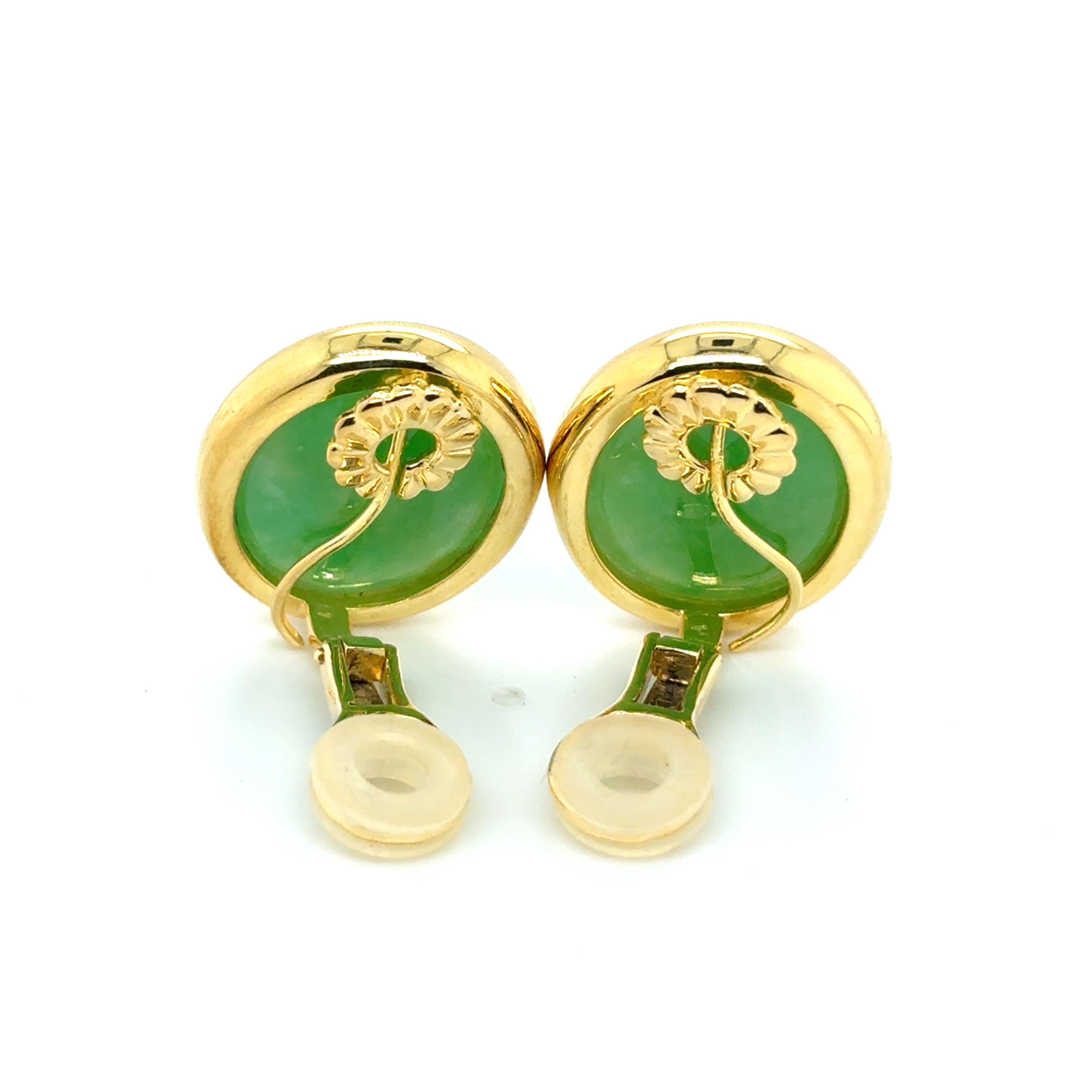 Orecchini di giada in oro giallo 18K in vendita 5