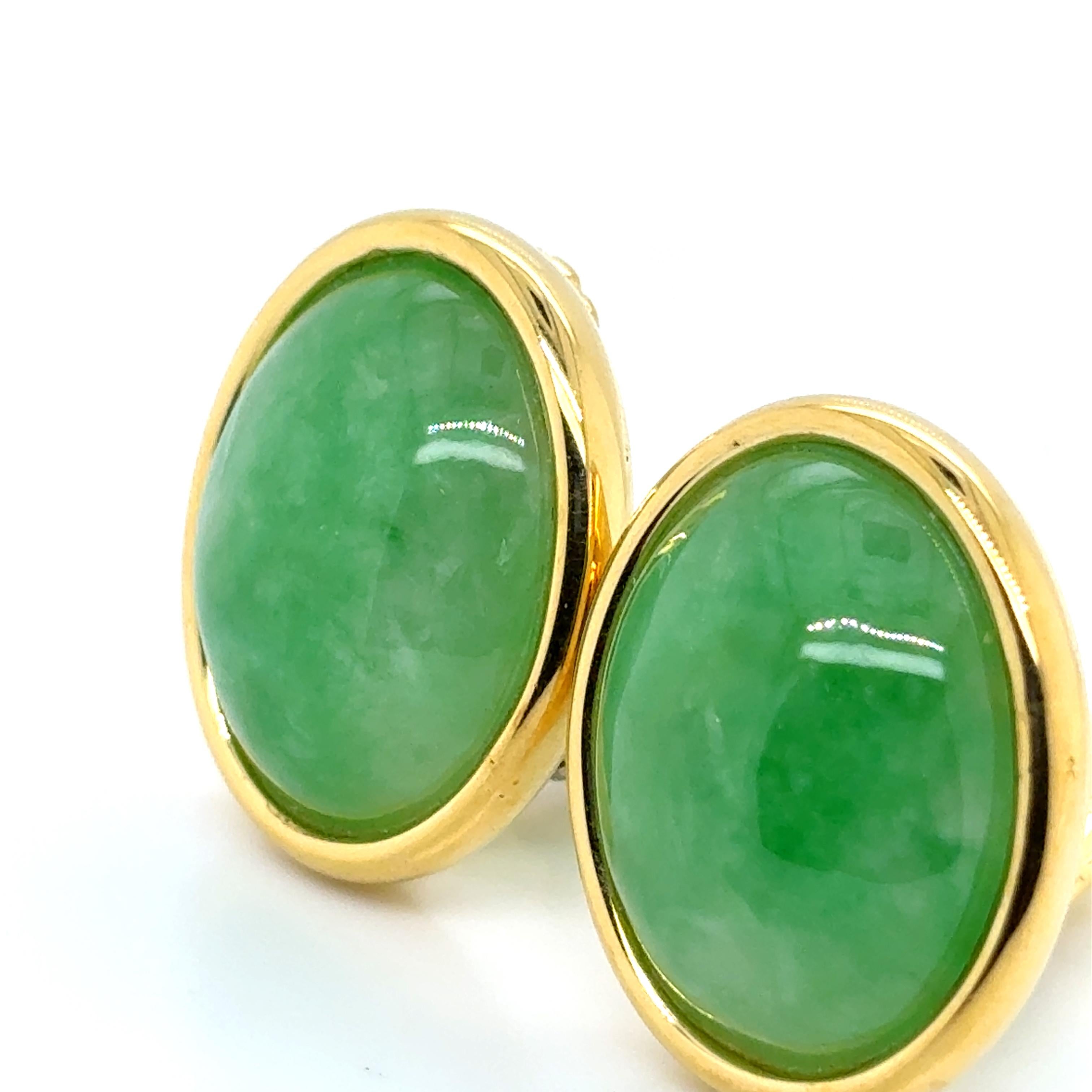 Orecchini di giada in oro giallo 18K in vendita 7