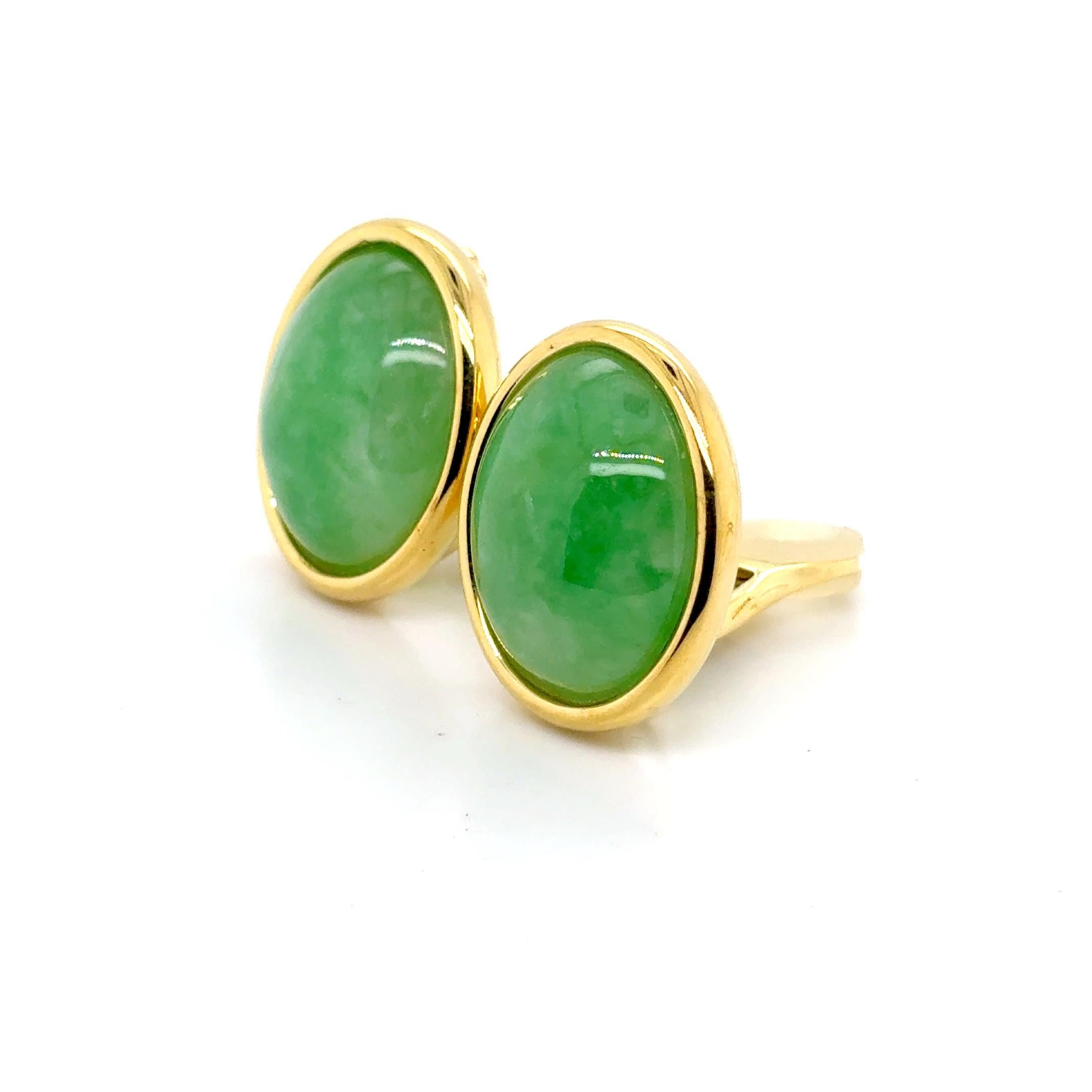 Orecchini di giada in oro giallo 18K in vendita 10
