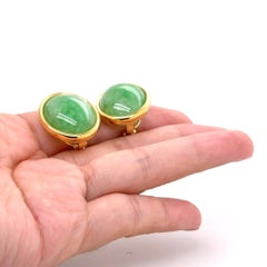 18K Yellow Gold Jade Earrings