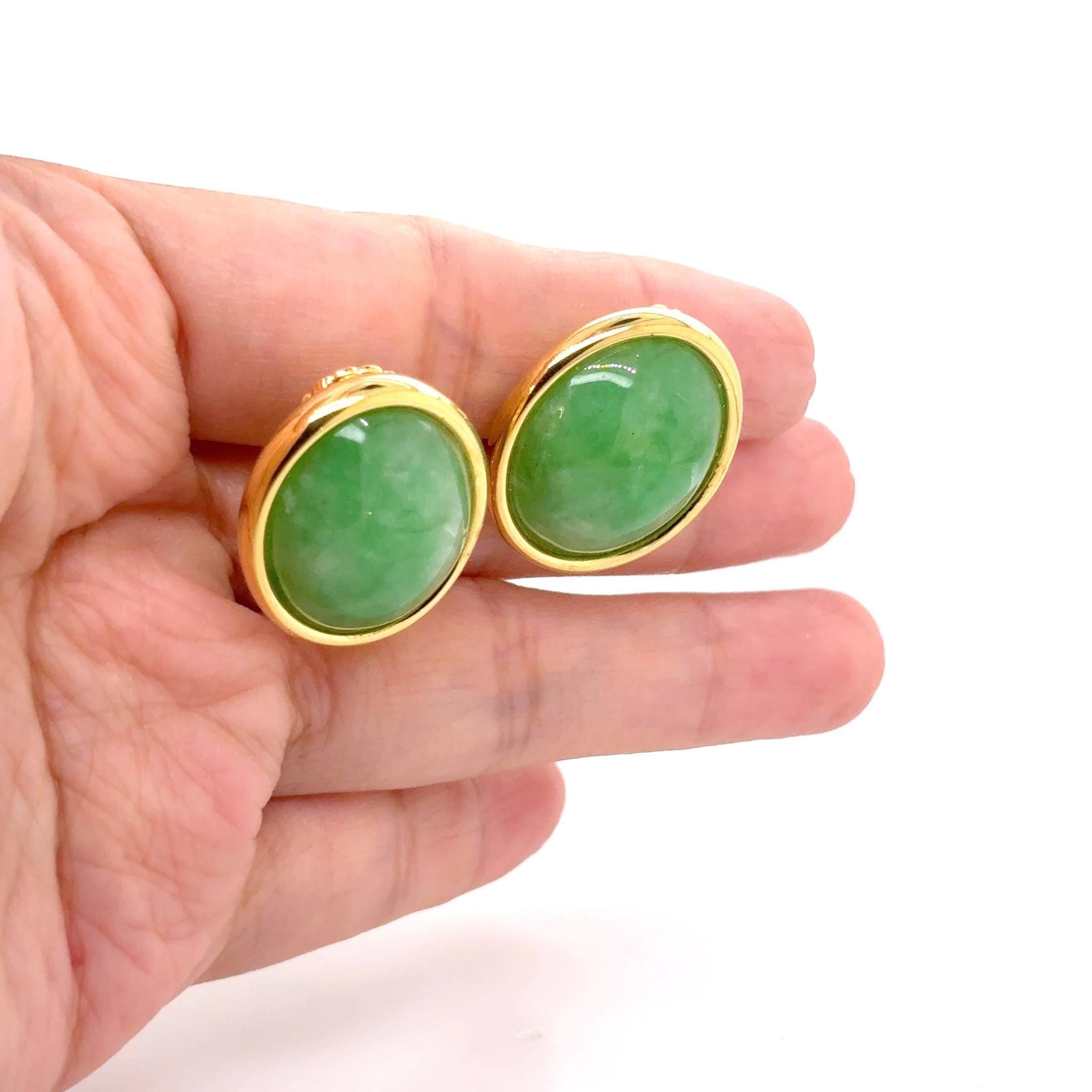 Orecchini di giada in oro giallo 18K In condizioni Nuovo in vendita a Hong Kong, HK
