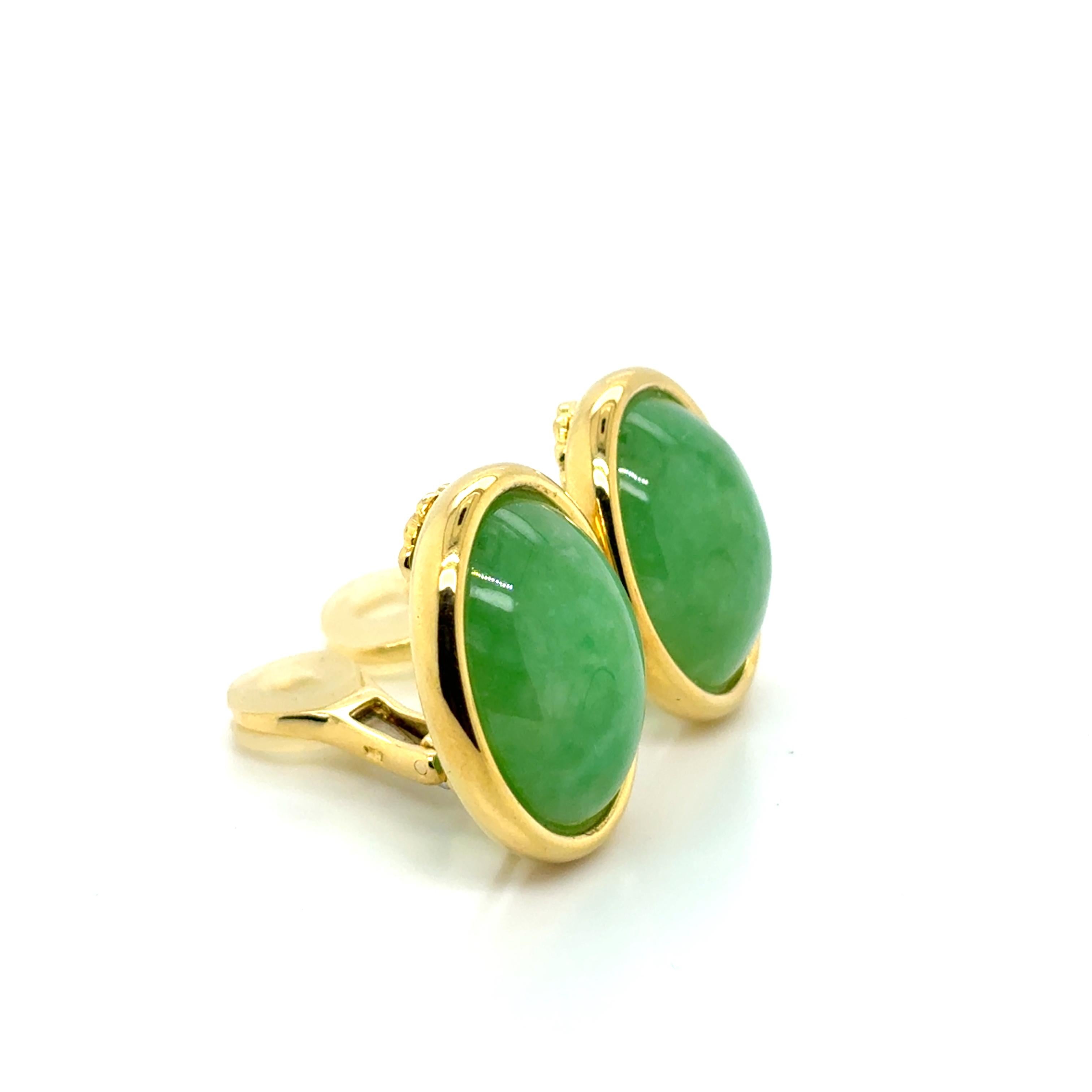 Donna Orecchini di giada in oro giallo 18K in vendita