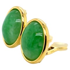 18K Yellow Gold Jade Earrings