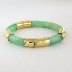 18k yellow gold jade hinged bracelet – 53.4 grams