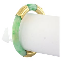 18k yellow gold jade hinged bracelet – 53.4 grams