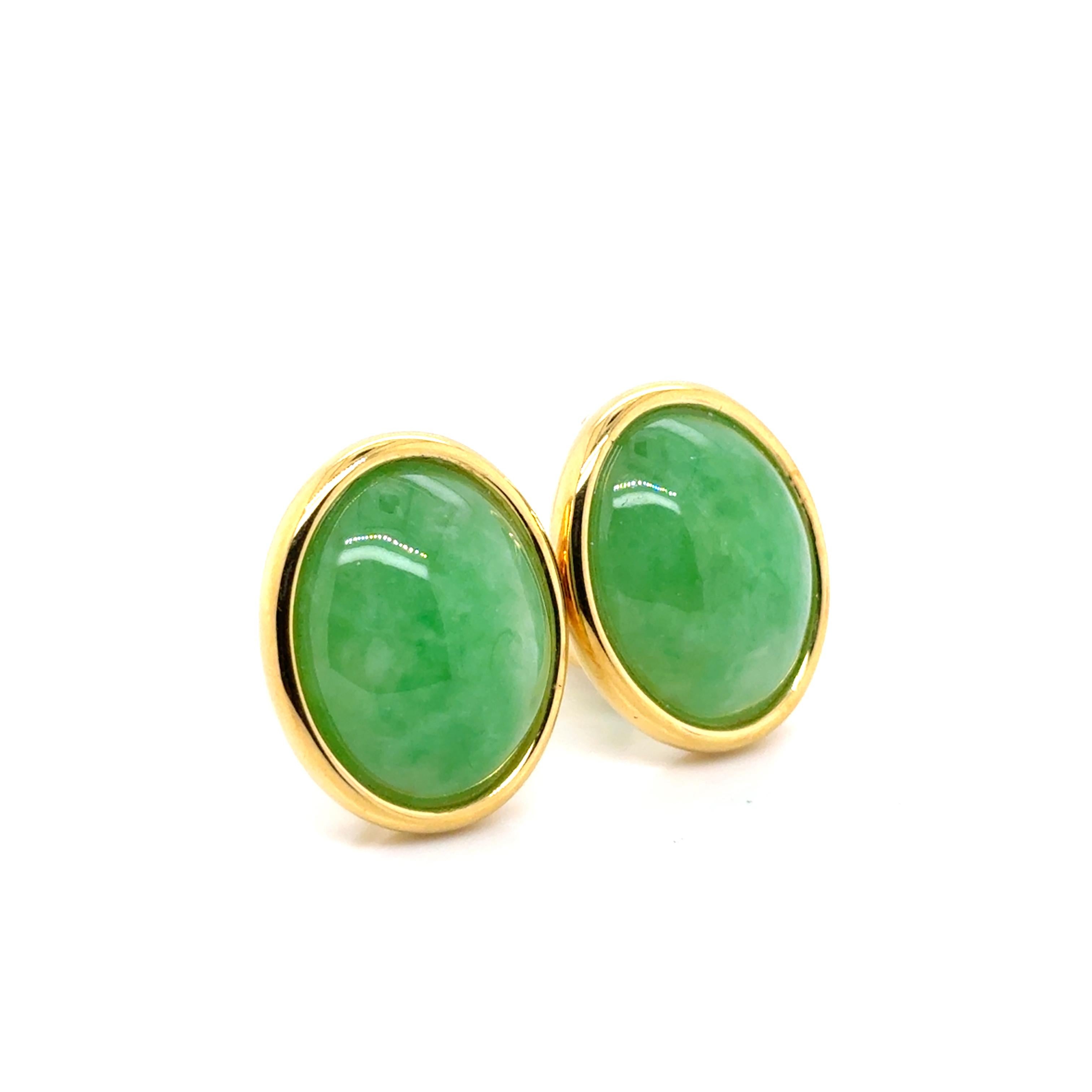 Orecchini di giada e rubino in oro giallo 18k in vendita 4