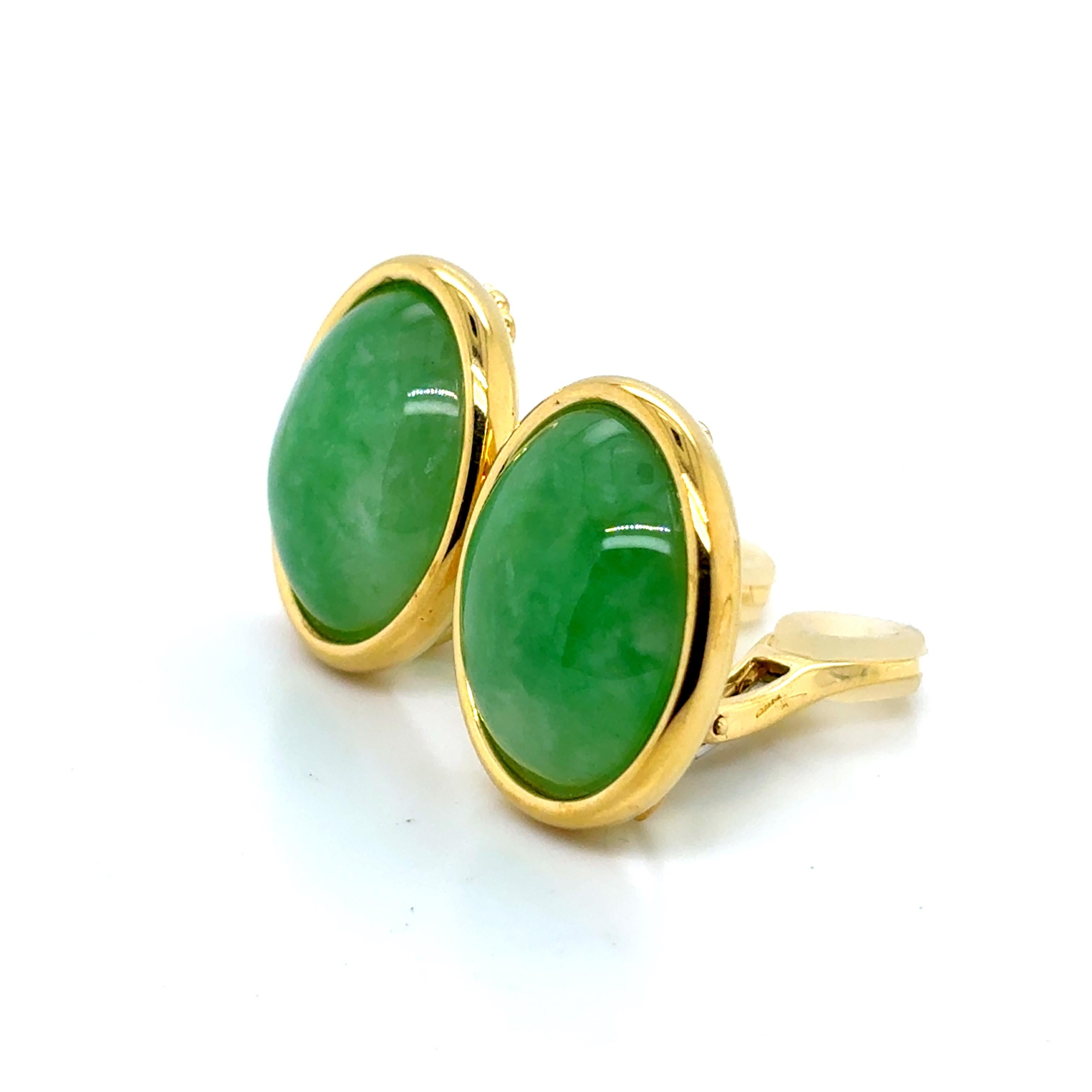 Orecchini di giada e rubino in oro giallo 18k in vendita 7