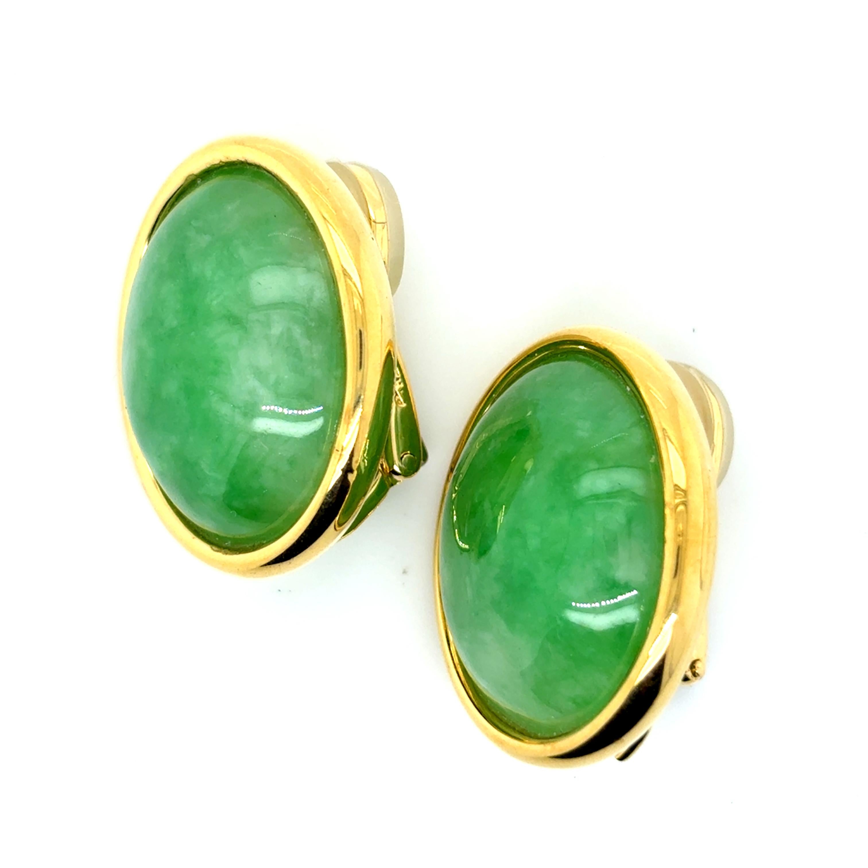 Orecchini di giada e rubino in oro giallo 18k in vendita 10