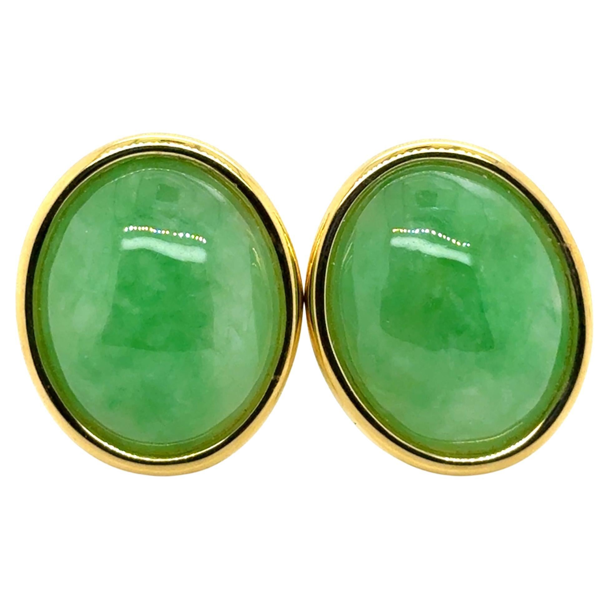 Orecchini di giada e rubino in oro giallo 18k