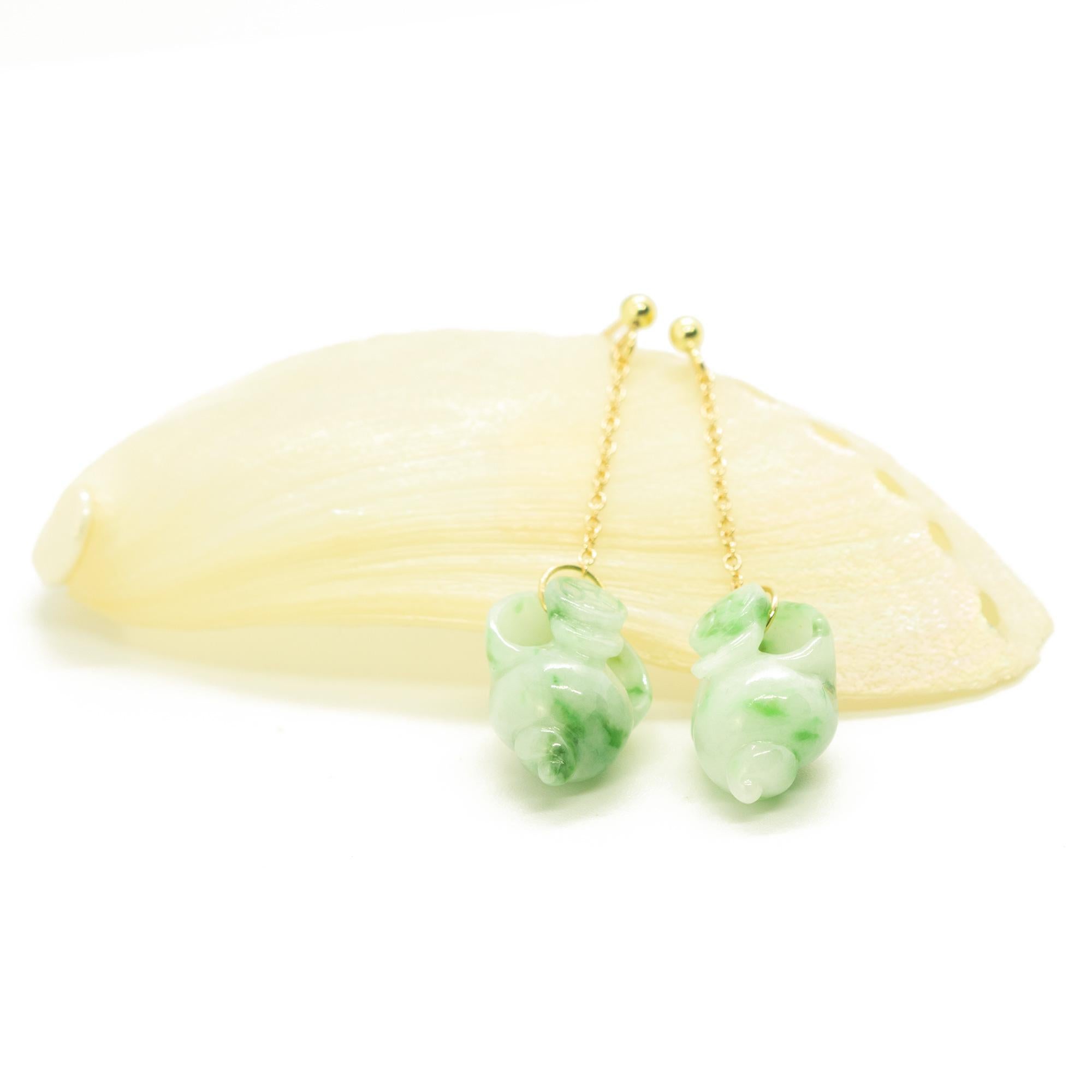 Orecchini pendenti estivi a forma di conchiglia in giadeite d'oro giallo 18 carati Intini Jewels in vendita 3