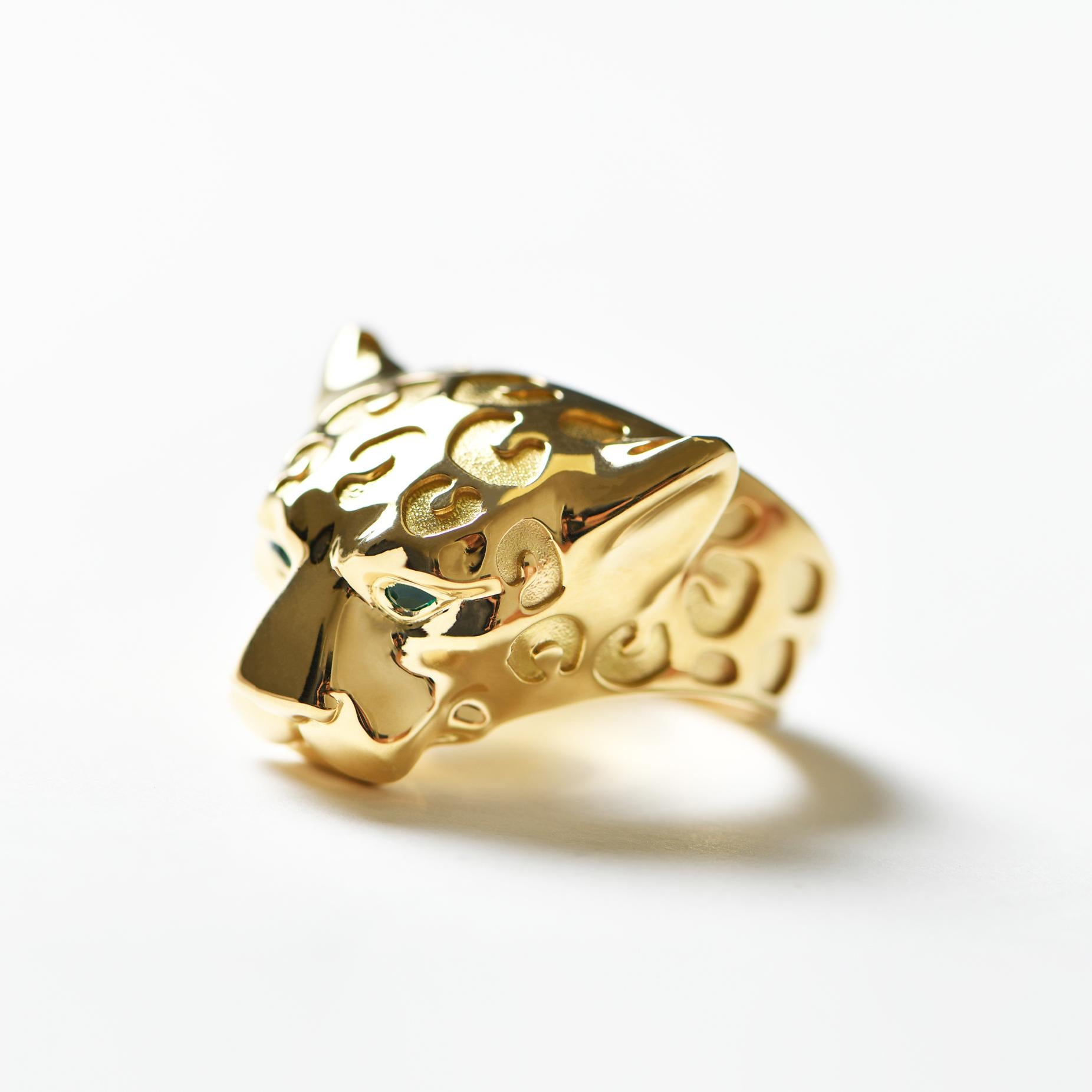 Modern 18K Yellow Gold Jaguar Ring by Tane For Sale