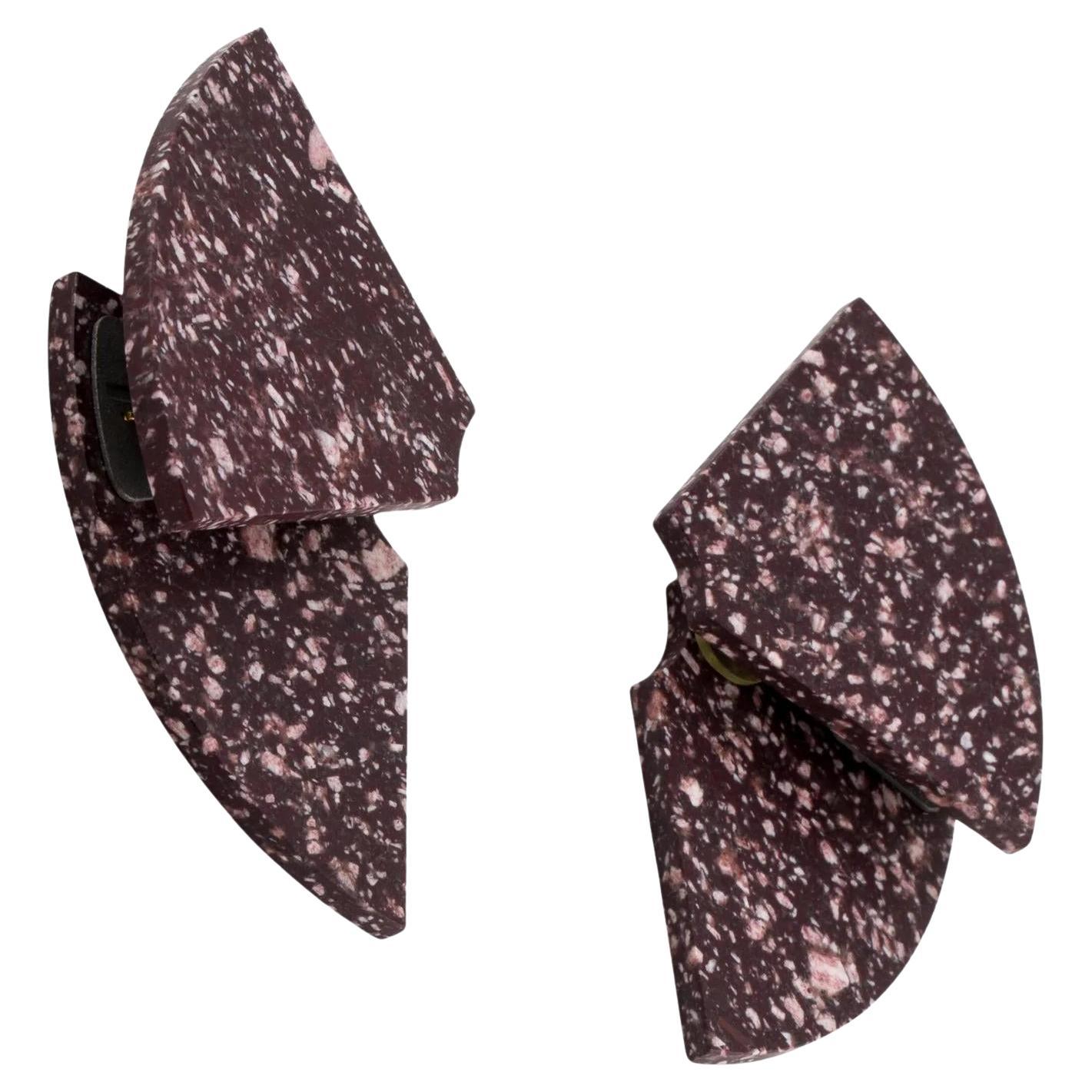 18k Yellow Gold JAR 2000s Earrings Porphyry Fan in hard Red Stone en vente