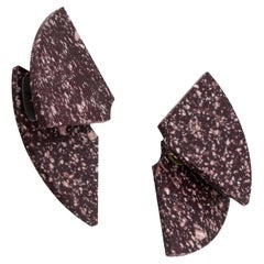 18k Yellow Gold JAR 2000s Earrings Porphyry Fan in hard Red Stone