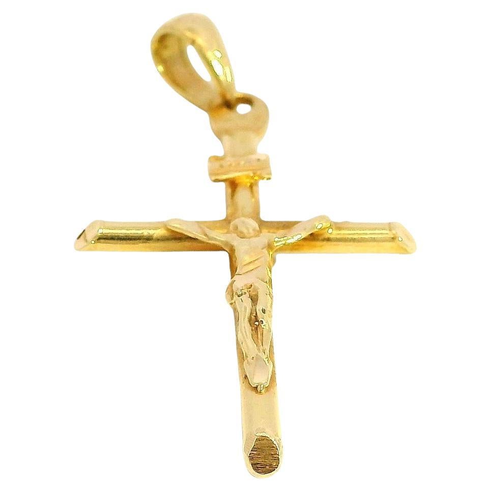 18k Yellow Gold Jesus Christ Crucifix Cross Pendant