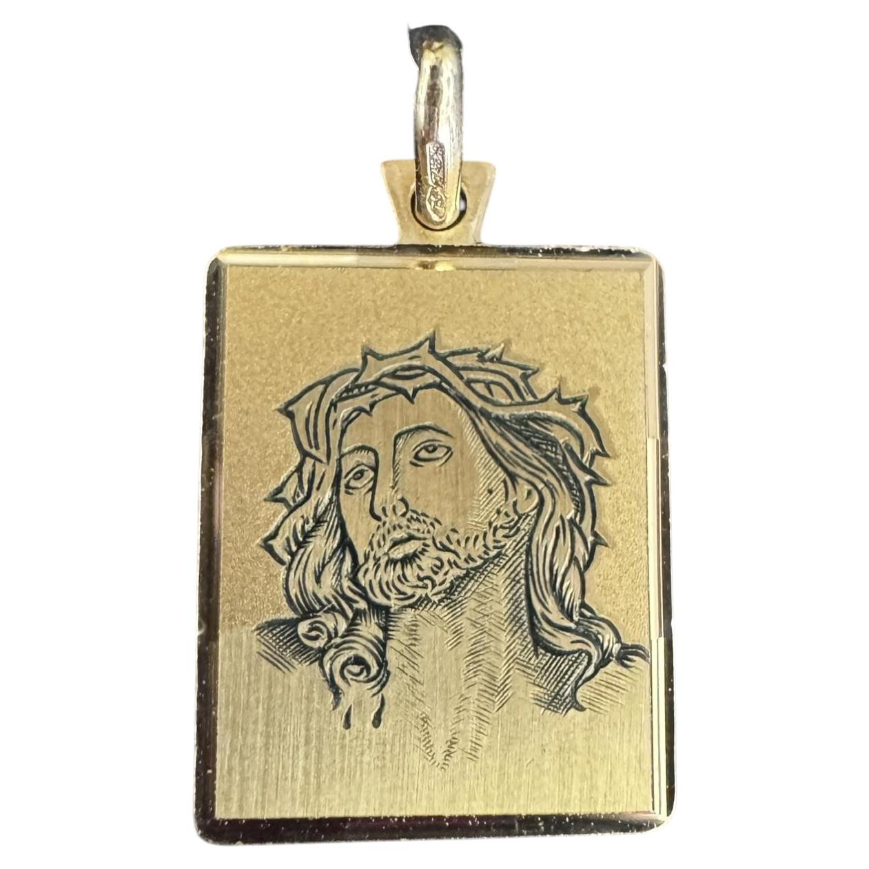 18K Yellow Gold Jesus Christ Pendant #25089 For Sale
