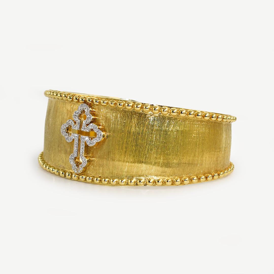 18K Yellow Gold Jude Frances Diamond Cuff Bracelet 0.28tdw For Sale 1