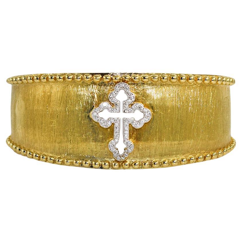 18K Yellow Gold Jude Frances Diamond Cuff Bracelet 0.28tdw For Sale