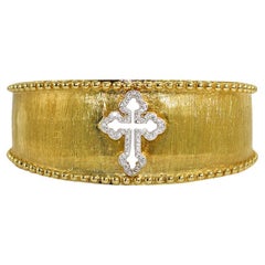 Vintage 18K Yellow Gold Jude Frances Diamond Cuff Bracelet 0.28tdw