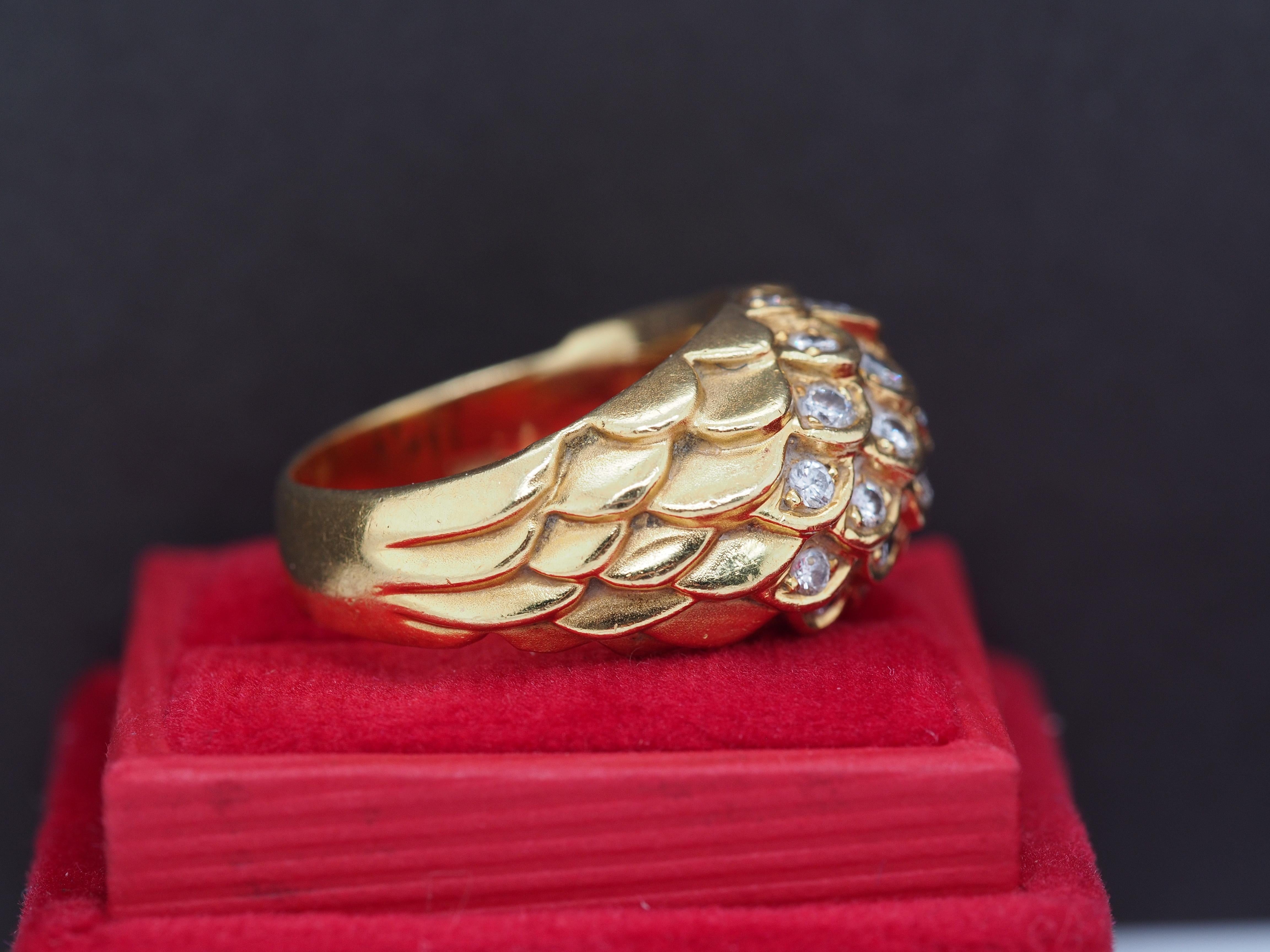 Art Deco 18K Yellow Gold Judith Lieber Diamond Cocktail Ring For Sale