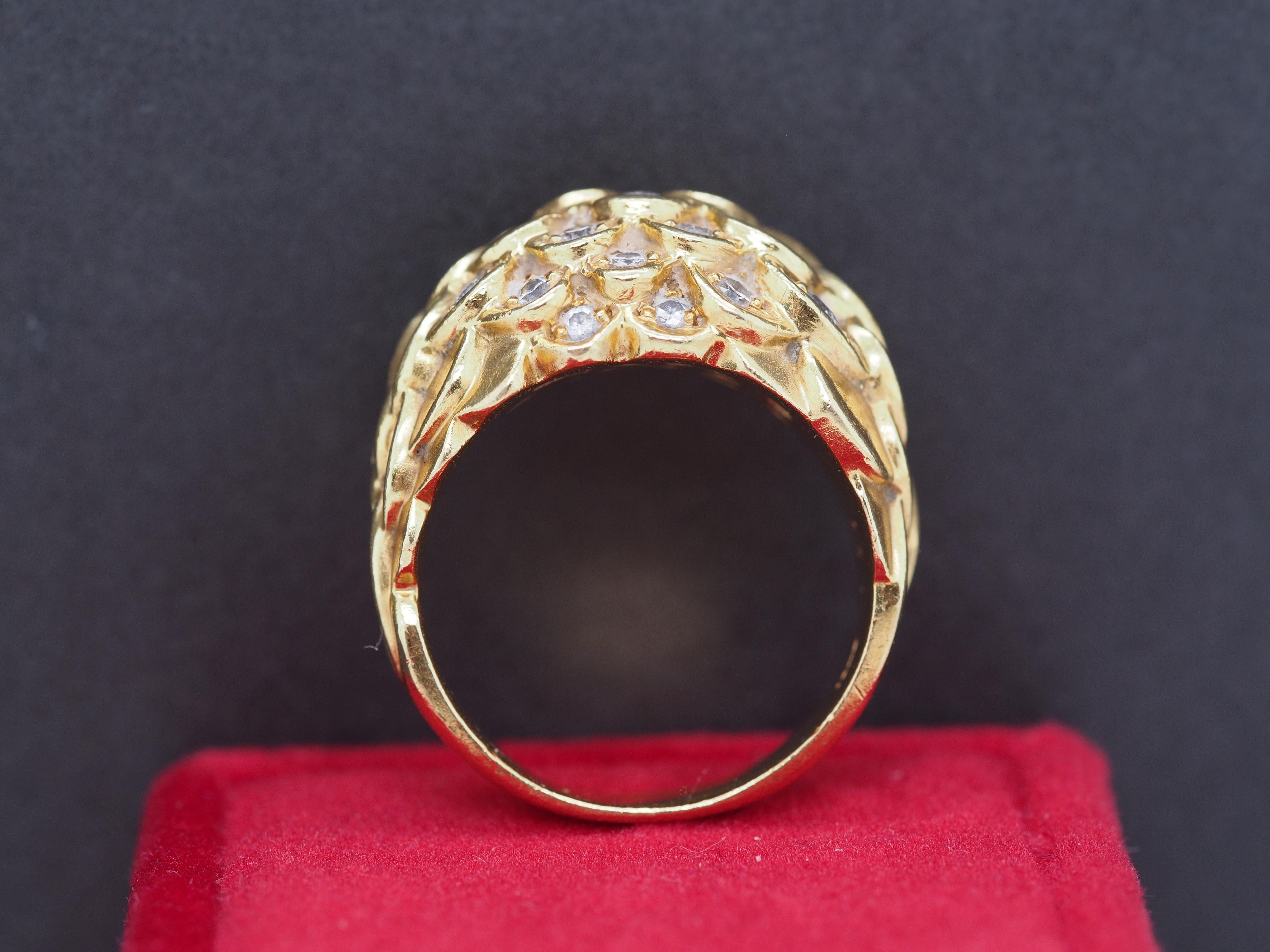 Women's 18K Yellow Gold Judith Lieber Diamond Cocktail Ring For Sale
