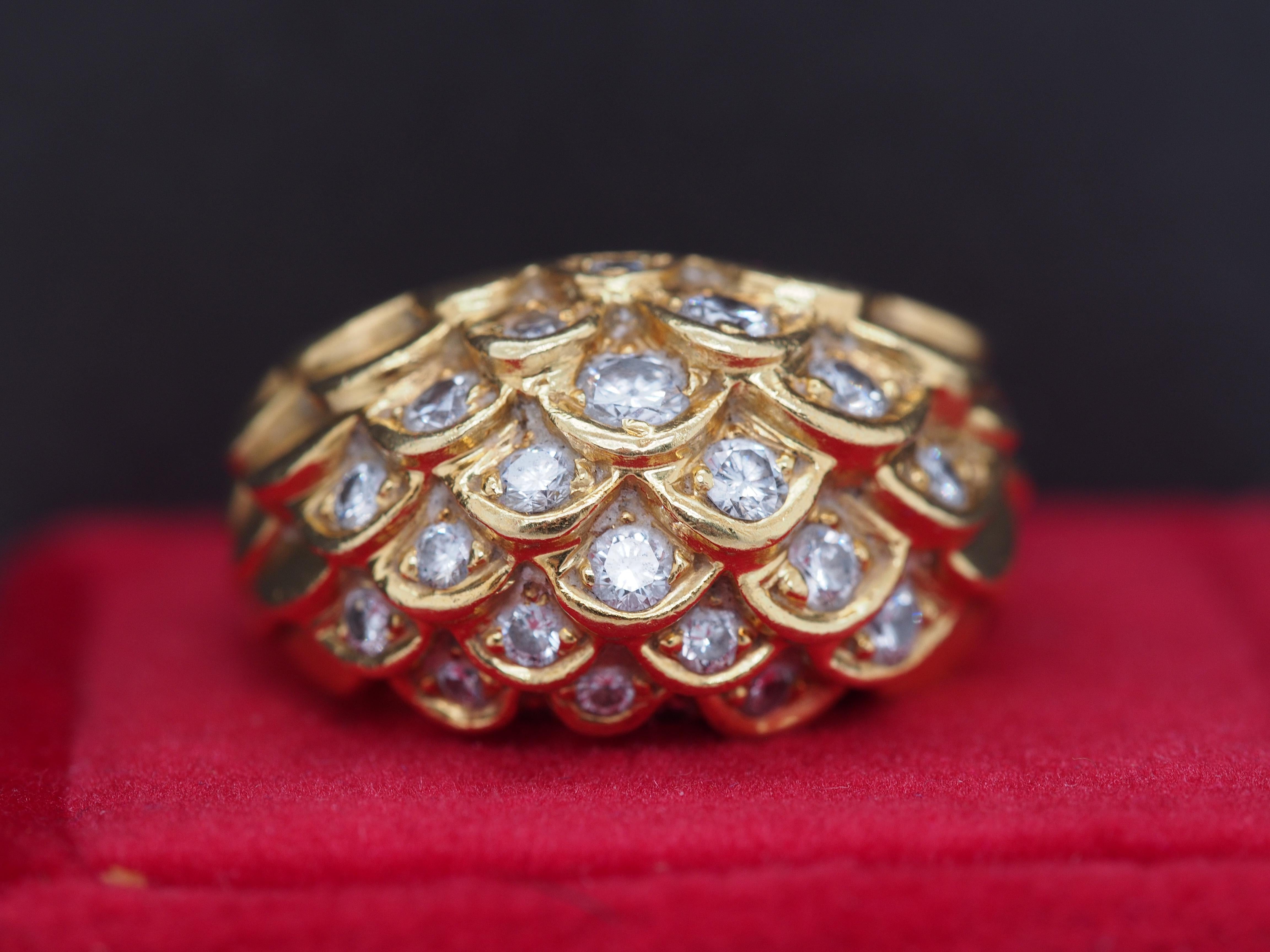 18K Yellow Gold Judith Lieber Diamond Cocktail Ring For Sale 1