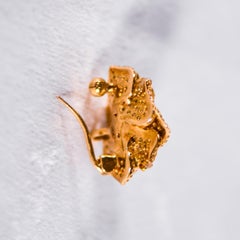 18K Yellow Gold Kamea Clip on Tie or Brooch with Diamonds and Emeralds