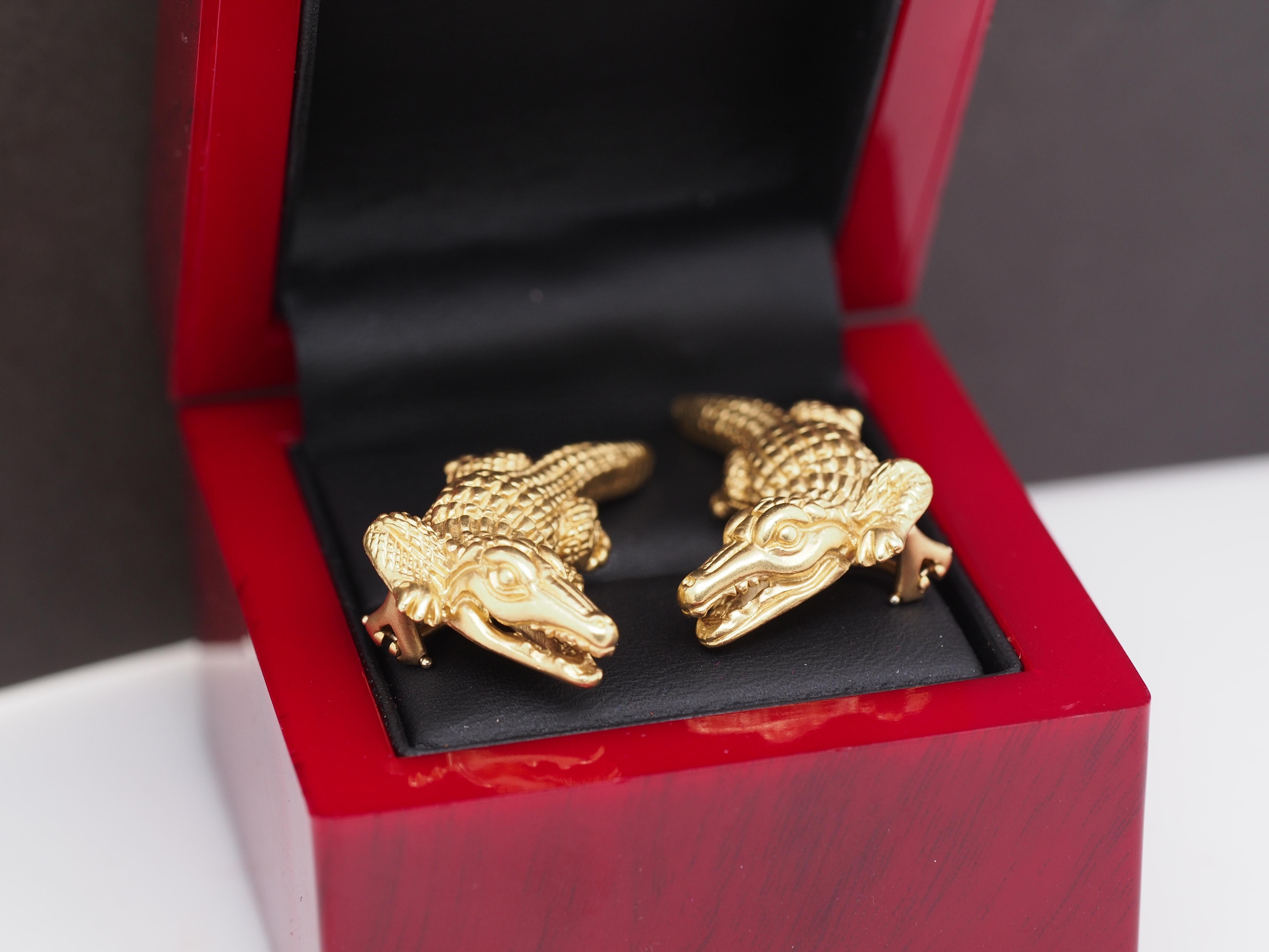 Art Deco 18k Yellow Gold Kieselstein Cord Alligator Clip on Earrings