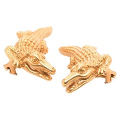 Kieselstein Cord-Alligator-Ohrclips aus 18 Karat Gelbgold