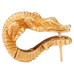 18 Karat Yellow Gold Kieselstein Cord Alligator Earrings
