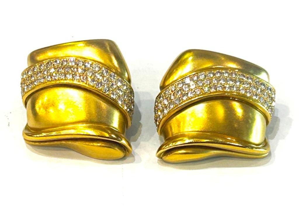 18K Yellow Gold Kieselstein Cord Earrings 1.65 Carats For Sale 1