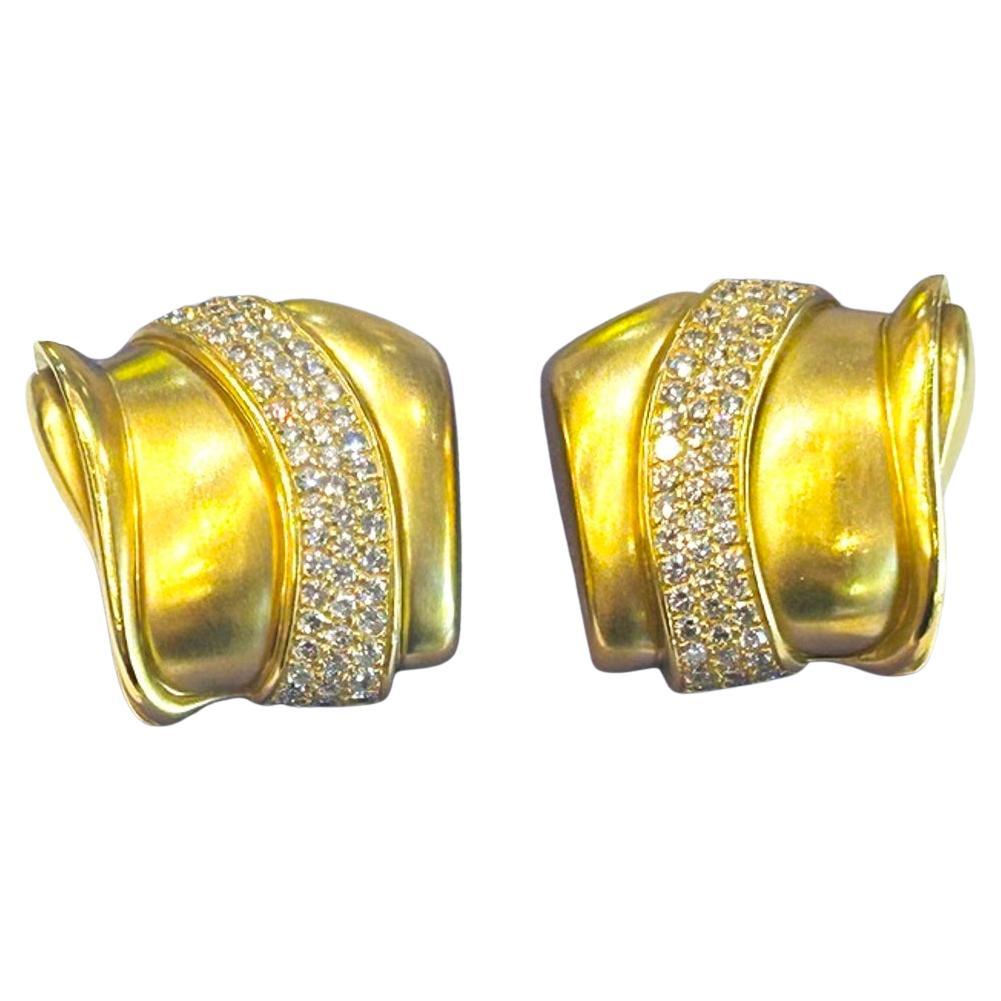 18K Yellow Gold Kieselstein Cord Earrings 1.65 Carats