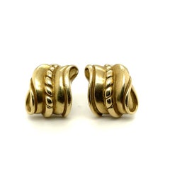 18 Karat Gelbgold Kieselstein Cord Vintage geflochtene Clip-Ohrringe