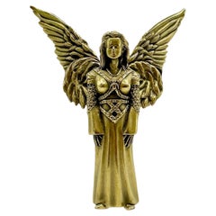 18K Yellow Gold Kisselstein-Cord Angel Brooch / Pendant with Movable Wings