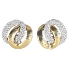 18K Gelbgold Knoten-Ohrringe mit Diamantpavé