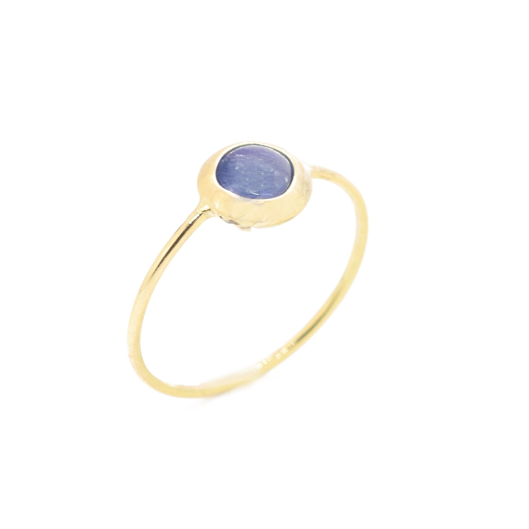 Intini Jewels Bague empilable style Boho chic en or jaune 18 carats avec cabochon de Kyanite Neuf - En vente à Milano, IT