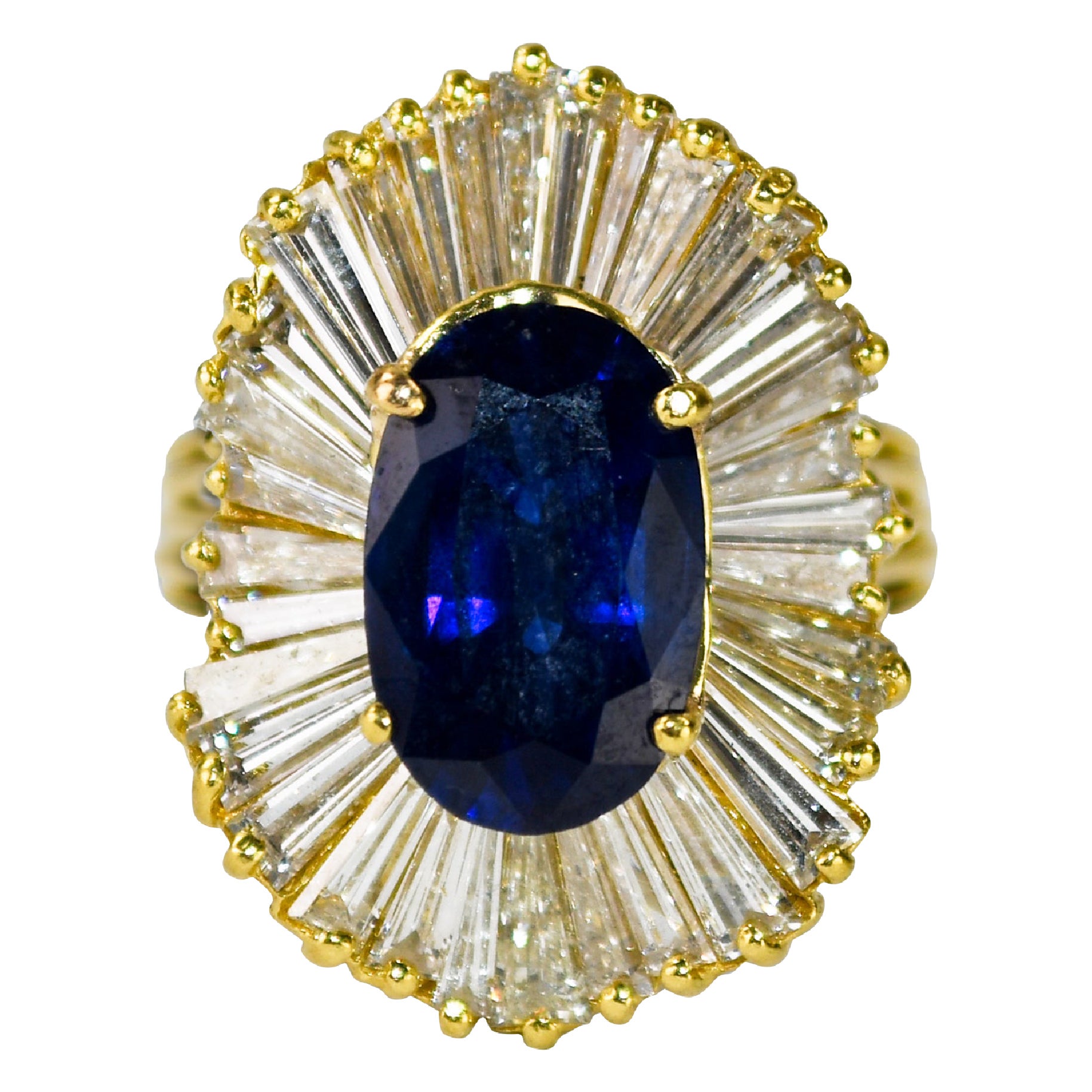 18K Yellow Gold Lab-Grown Sapphire 
Diamond Ring 12.5g in vendita