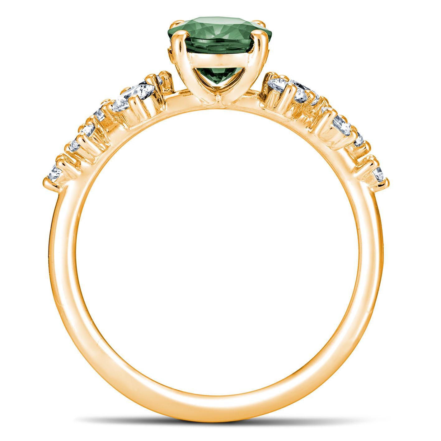 Im Angebot: 2,08 Karat Blau-Grün Saphir Ring 18K Gelbgold 0,37 Karat Diamanten () 2