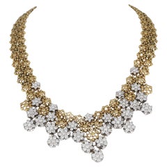 18K Yellow Gold Lace-Inspired Choker with Diamond Floral Accents