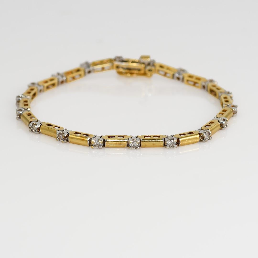 18 Karat Gelbgold Damen-Diamantarmband 1,00 Karat (Rundschliff)