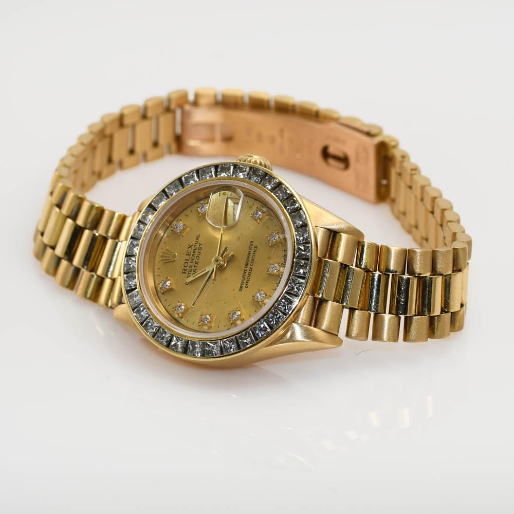 Women's or Men's 18K Yellow Gold Ladies Diamond Rolex Watch, Datejust