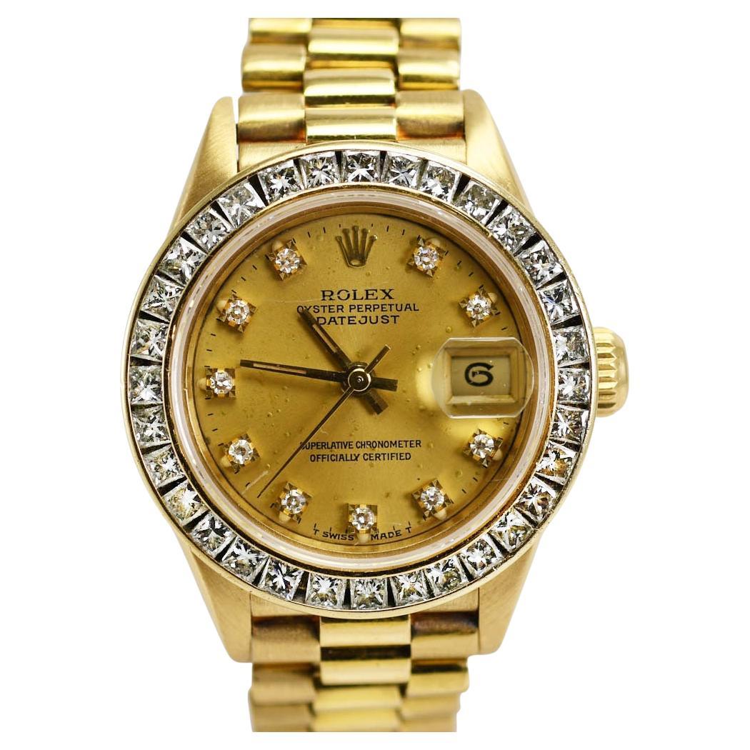 18K Yellow Gold Ladies Diamond Rolex Watch, Datejust